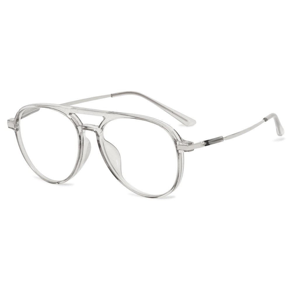Lanomi Aviator Reading Glasses with Blue-Light Filter, Clear Gray, +2.5