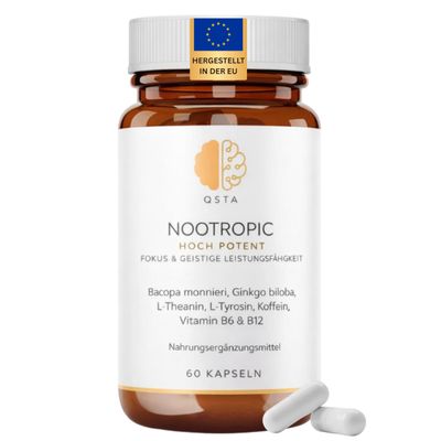Nootropic Advanced Cognitive Support Formula with Bacopa, Ginkgo, Tyrosine, Theanine, Caffeine, B6 & B12