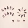JUSTOTRY 24 Short Oval Press-On Nails, Black French Tips with Snake and Star Designs view 2