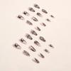 JUSTOTRY 24 Short Oval Press-On Nails, Black French Tips with Snake and Star Designs view 3