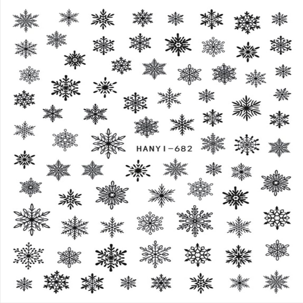 Self-Adhesive Blue and White Snowflake Nail Stickers, Han682