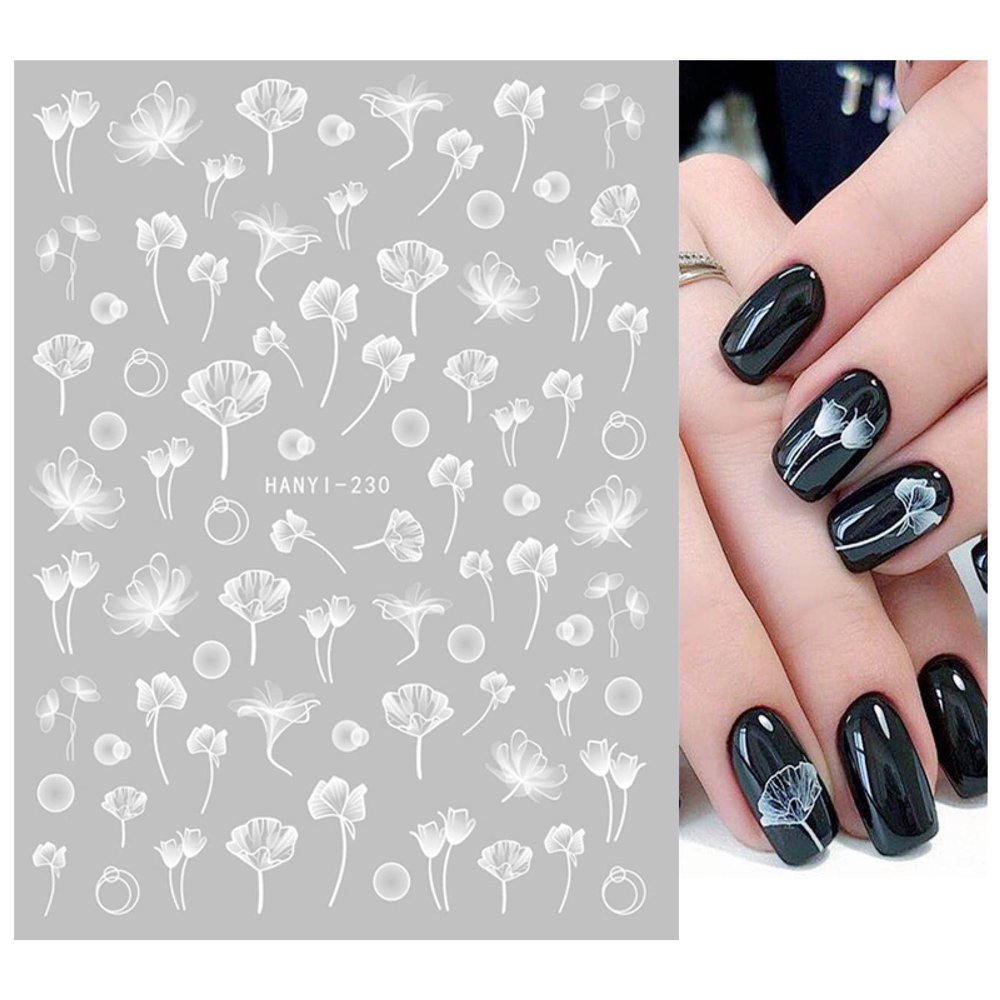 Watercolor Purple and Blue Dried Flower Nail Stickers, Han230