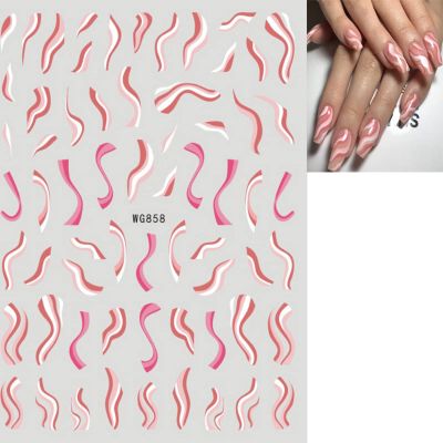Nail Art Stickers with Colorful Wavy Lines, WG858