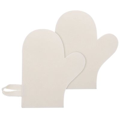 2 Felt Bath Gloves for Sauna and Shower, White