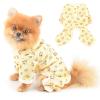 PAIDEFUL Dog Pajamas, Waffle Floral Full-Body Suit, Yellow, L view 1