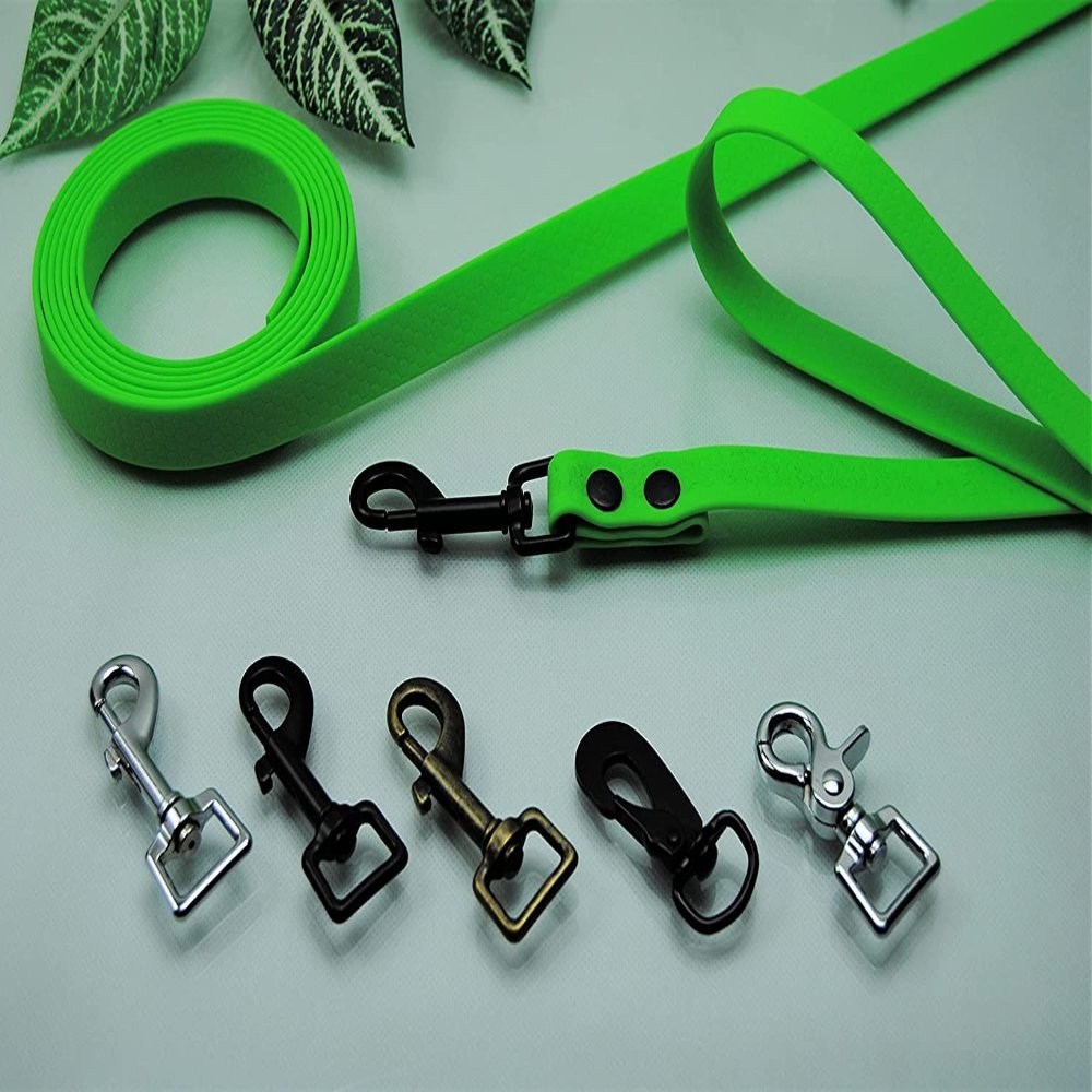 Dog Leash Rubber PVC Neon Green 20 mm x 15 m with Loop and Swedish Hook