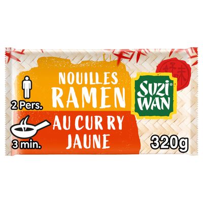 SUZI WAN Precooked WOK Ramen Curry Noodles, Yellow, 2 x 160 g