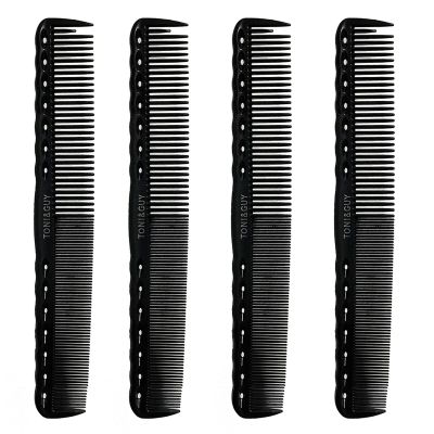 Carbon Fine-Tooth Hair Cutting Combs, 4-Pack