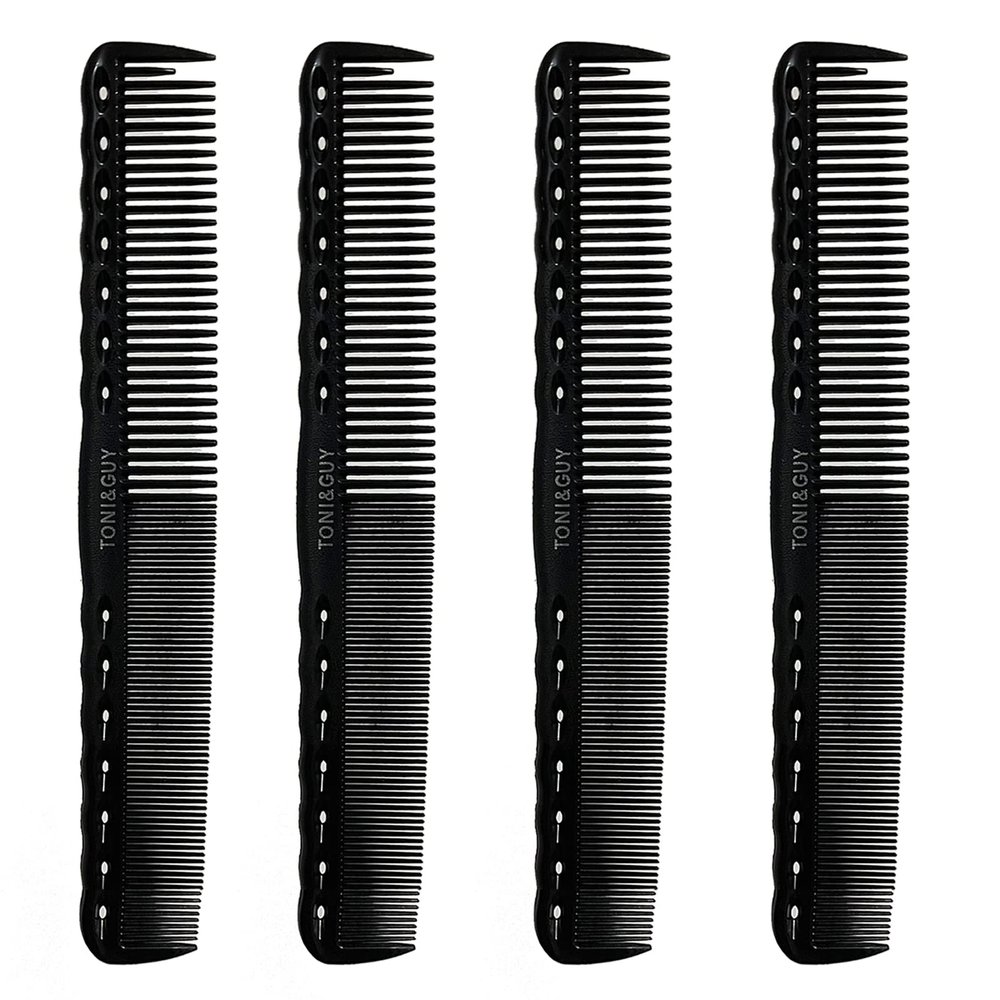 Carbon Fine-Tooth Hair Cutting Combs, 4-Pack