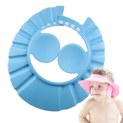 Tuzsocr Kids' Shower Caps, 3-Pack, Adjustable with Visor, Blue, Ages 0–9