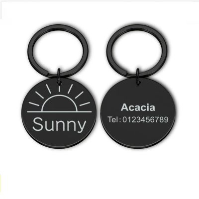 Personalized Pet ID Tag for Cats and Dogs, 25 mm, Black