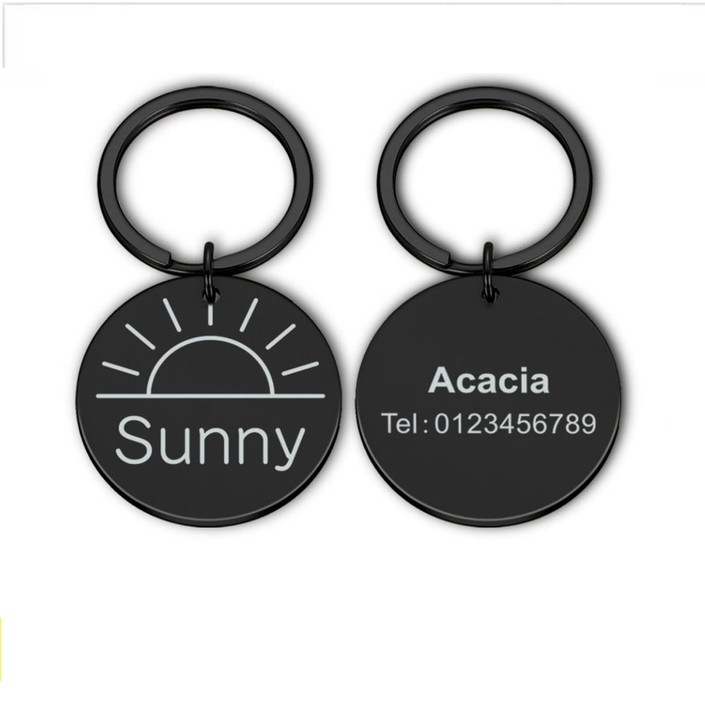 Personalized Pet ID Tag for Cats and Dogs, 25 mm, Black
