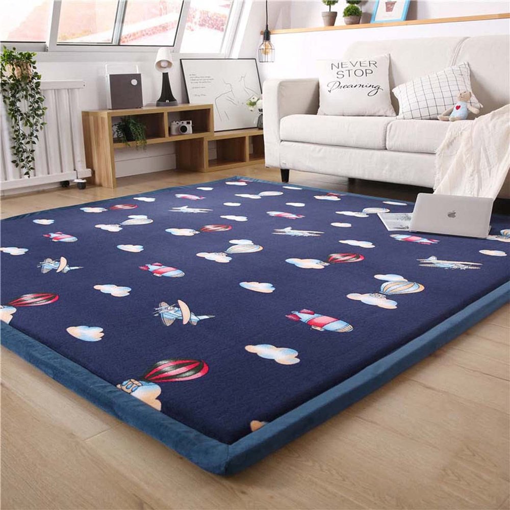EVSER Large Coral Velvet Baby Play Mat, Thick Foam Rug