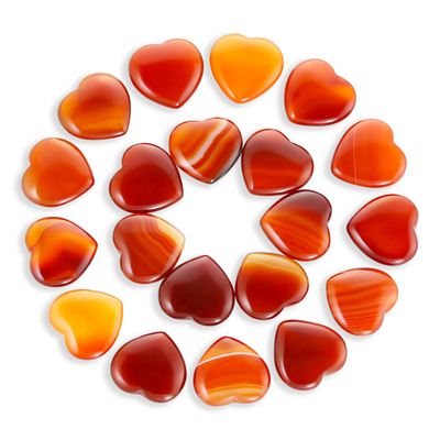 Namzi 20-Pack Polished Natural Carnelian Crystal Heart Stones