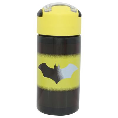 HOVUK Batman Kids Water Bottle, 500 mL Tritan Straw Bottle with Push Button, Ages 3+