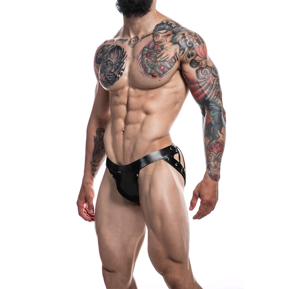 CUT4MEN Desire Leather Jockstrap, Black, XL–XXL