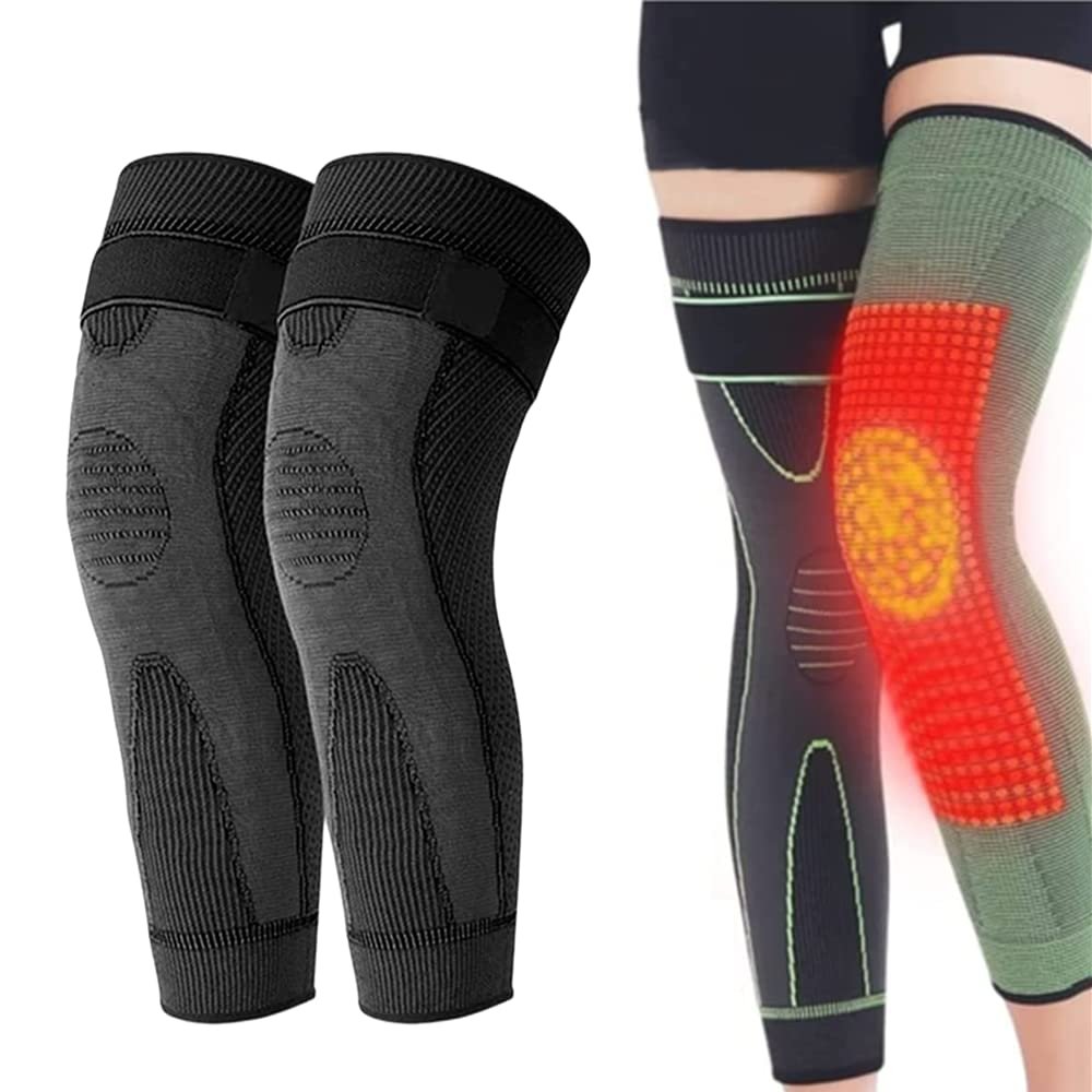 Kneeca Tourmaline Acupressure Self-Heating Shaping Knee Sleeve, 3D Elastic Compression Knee Brace, Wormwood, XXL, Black