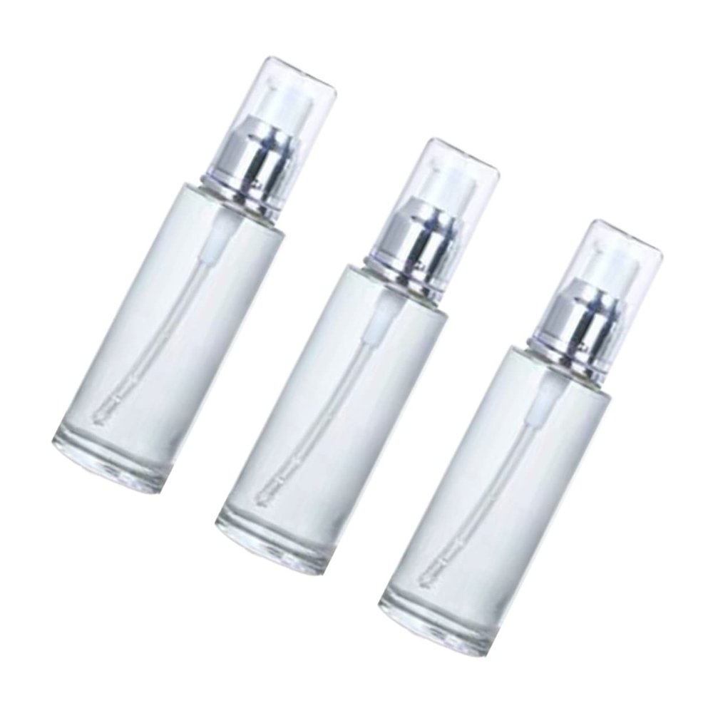 Alipis 3-Piece 60 ml Empty Glass Cosmetic Bottles, Portable and Pressure-Resistant for Travel, with Pump Dispenser for Cream