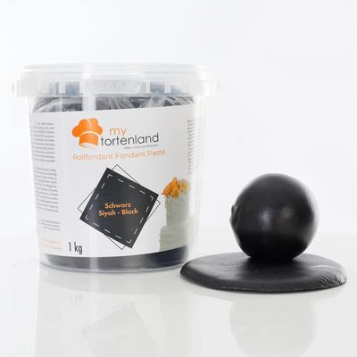 Sugar Paste | Rolled Fondant | Sugar Mass | Fondant 1–5 kg | 26 Colors | Perfect for Modeling Figures and Decorations | Halal & Kosher (Black, 1 kg)