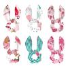 6 Satin Hair Ties with Bows, Pink Camouflage, Bunny Ears view 1