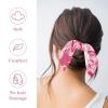 6 Satin Hair Ties with Bows, Pink Camouflage, Bunny Ears view 2