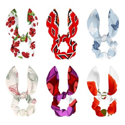 Hair Ties with Red Poppies, 6 Pieces