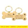 Personalized Pet ID Tag for Dogs and Cats, Engraved, Gold, 50 x 28 mm view 2