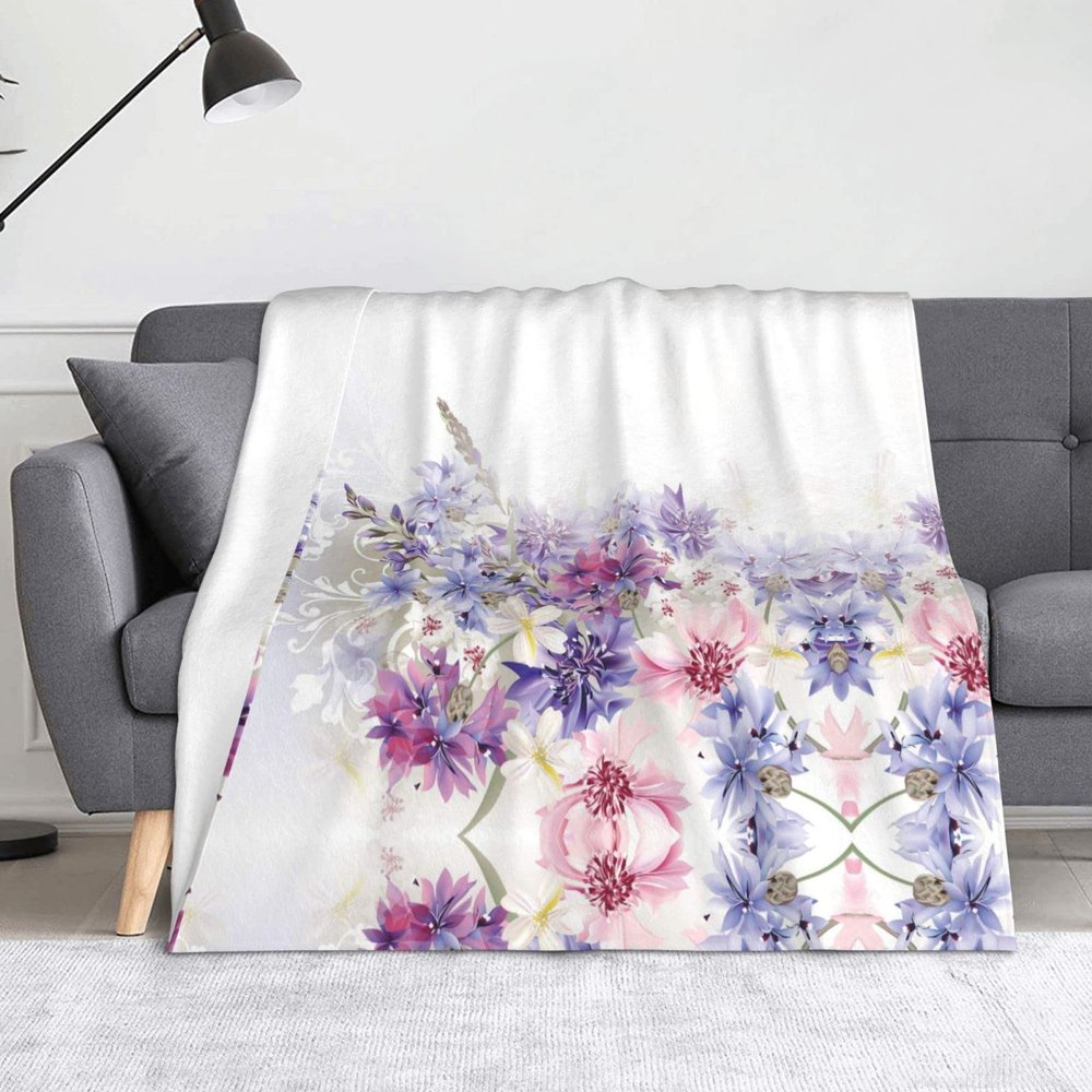 Floral Swirls Ivy Printed Fleece Blanket