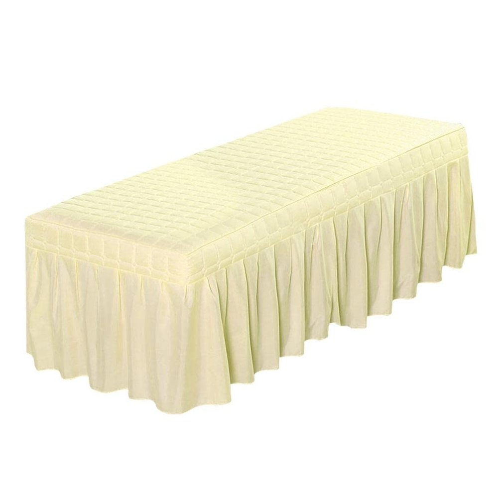 Massage Table Skirt Cover with Face Hole, Beige, 190 x 80 cm