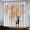 NGOCVN Blackout Curtains, 3D-Printed Birch Fawn Pattern, 280 x 180 cm view 1