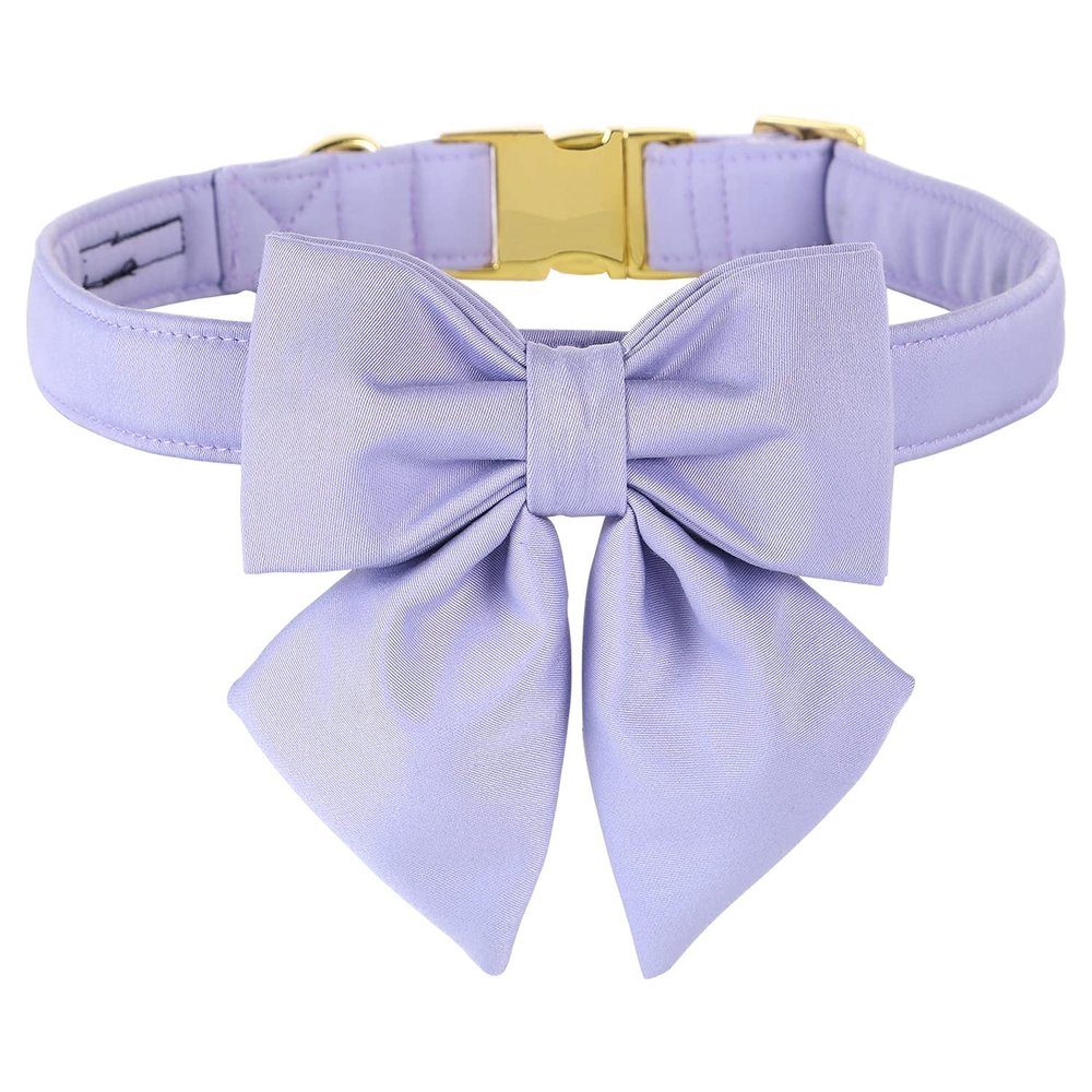 Unique Style Paws Cotton Dog Collar with Bow Tie, Adjustable, 12 Colors