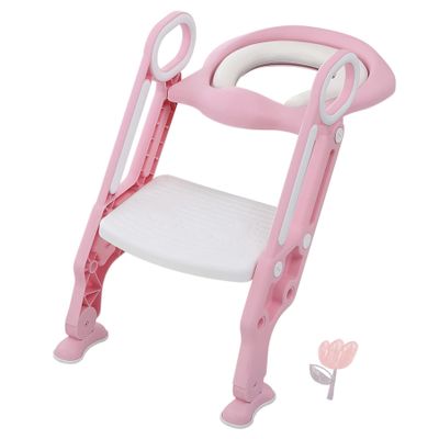 Kids' Toilet Training Seat with Adjustable Ladder, Foldable
