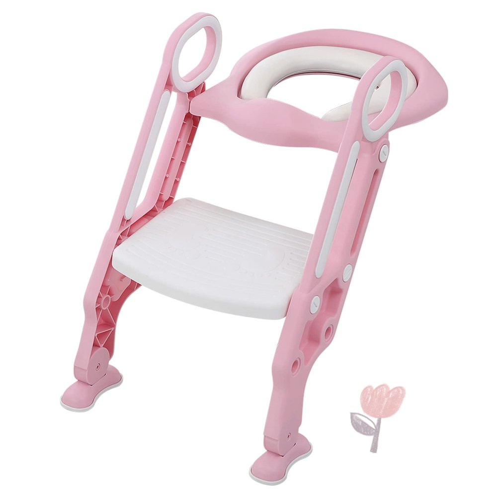Kids' Toilet Training Seat with Adjustable Ladder, Foldable