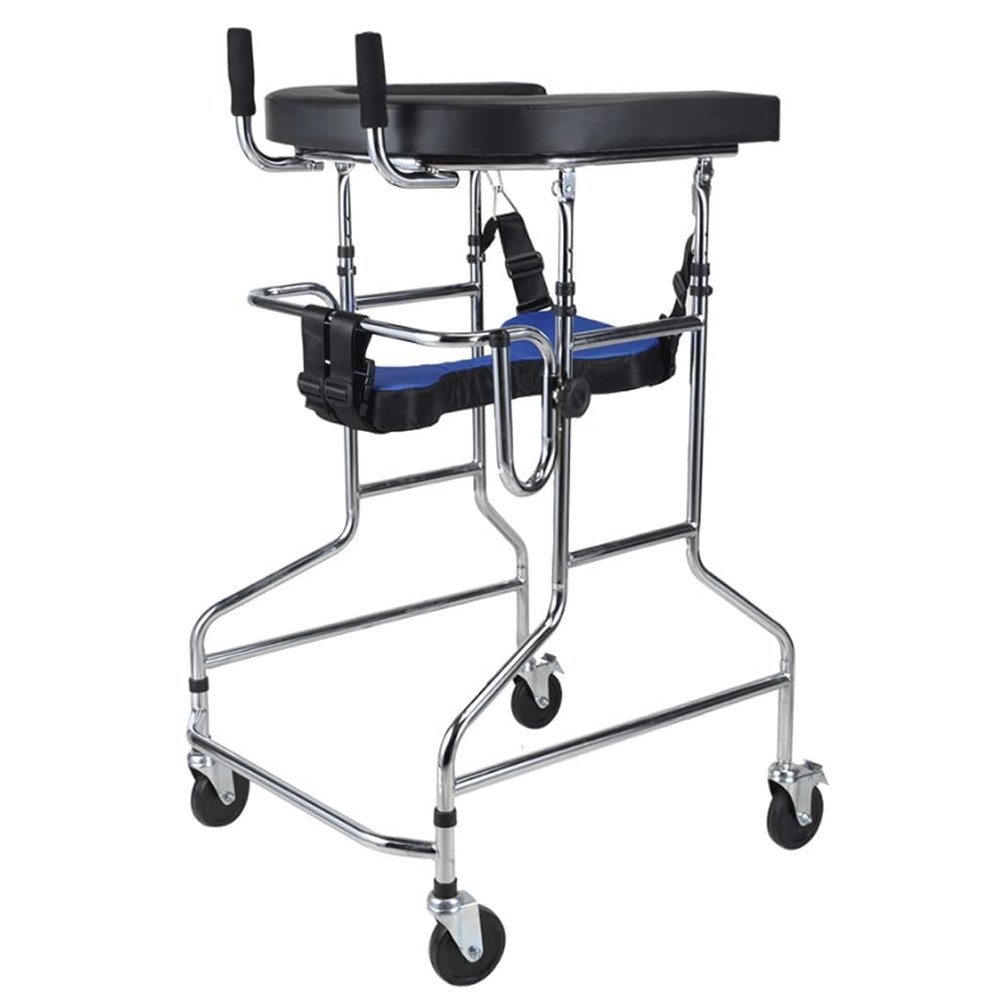 HHUARI 150 kg/330 lb Rollator Walker with Wheels and Seat, Height-Adjustable Steel Walking Aid for Adult Rehabilitation