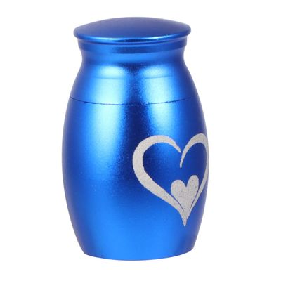Warmhm Blue Heart-Shaped Stainless Steel Pet Urn with Screw-Top Lid