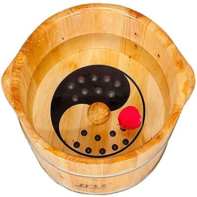 Wooden Foot Bath Bucket with Foot Massage, 40 × 32 × 21 cm