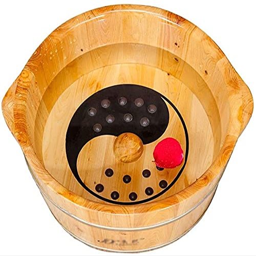 Wooden Foot Bath Bucket with Foot Massage, 40 × 32 × 21 cm