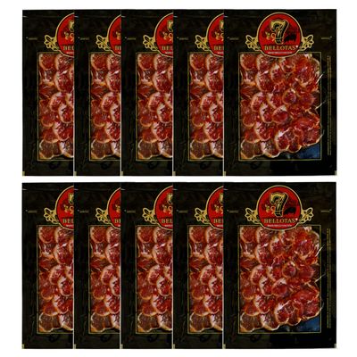 7 Bellotas 100% Iberian Pork Loin | Acorn-Fed Air-Dried Pata Negra Lomo Ibérico, Sliced 10 x 100 g