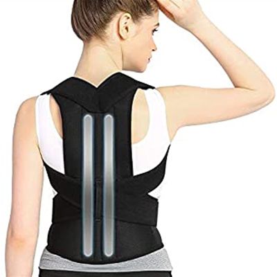 ZLCO Alloy Bar Posture Corrector, Scoliosis Back Support, Spine Brace, Shoulder Therapy Support, Posture Correction Belt, Orthopedic Back Support (Black, Medium)