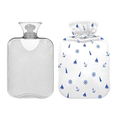 Cute Marine Anchor & Lighthouse Hot Water Bottle with Soft Cover, 1 Liter