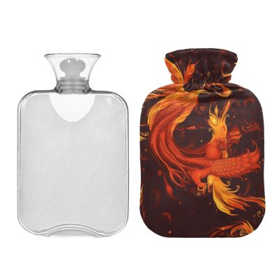 Flying Phoenix Pattern Hot Water Bottle with Cover, 2 L