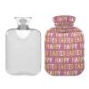 Pink Happy Easter Text Hot Water Bottle with Velvet Cover, 1 L view 1