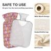 Pink Happy Easter Text Hot Water Bottle with Velvet Cover, 1 L view 3