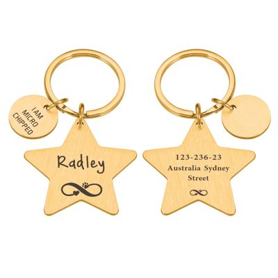 Personalized Star Pet ID Tag, Gold, 34 x 32.5 mm