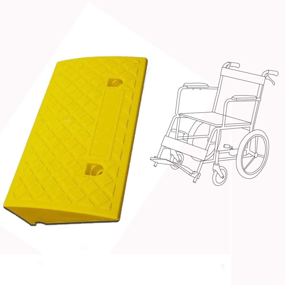 FREAZE Non-Slip Vehicle Threshold Ramp, Heavy-Duty Loading Ramp for Motorcycles, Cars, Wheelchairs, Trailers and Wheelbarrows, Portable Drive-Up Wedge, Yellow, 49 x 22 x 4 cm