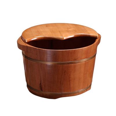FLBT Wooden Foot Bath Bucket with Lid