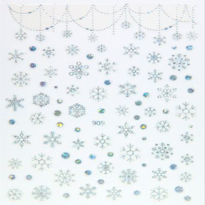 Winter Christmas 3D White Snowflake Nail Stickers, JO909 Silver