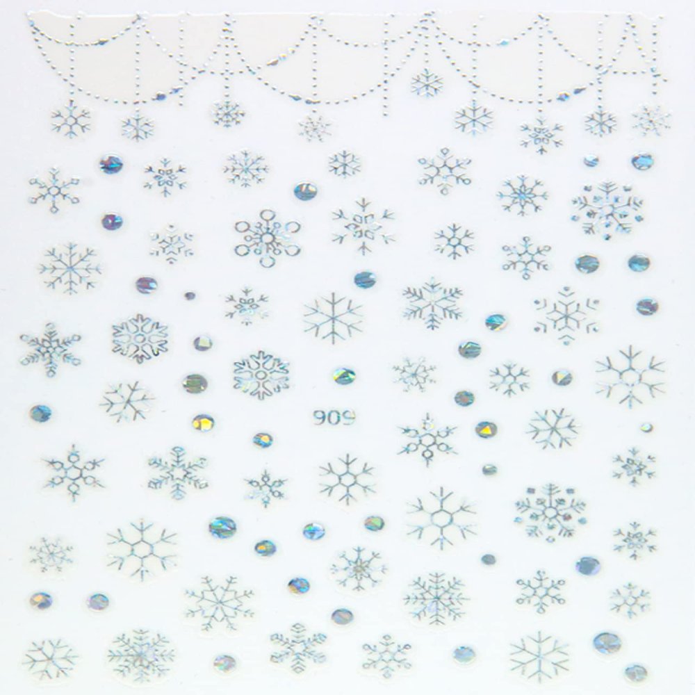 Winter Christmas 3D White Snowflake Nail Stickers, JO909 Silver