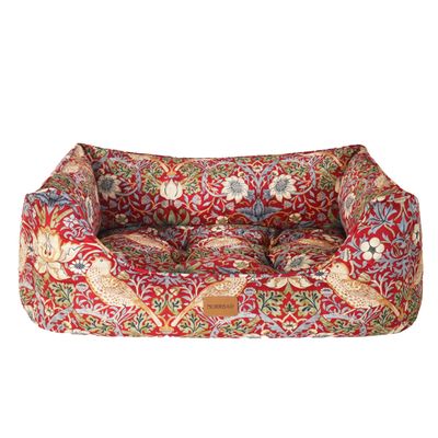 Rosewood x Morris & Co. Strawberry Thief Pet Bed, Burgundy, Size S