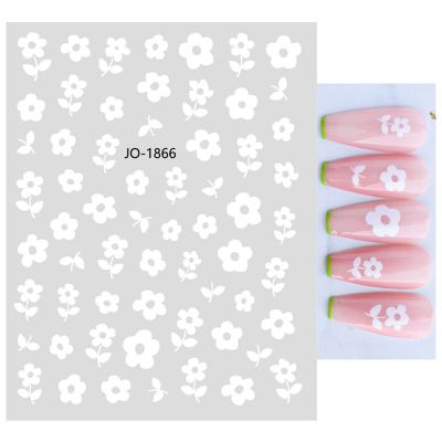 White Flower Nail Stickers, Cherry Blossom, Sakura, Rose and Daisy Designs Jo1866